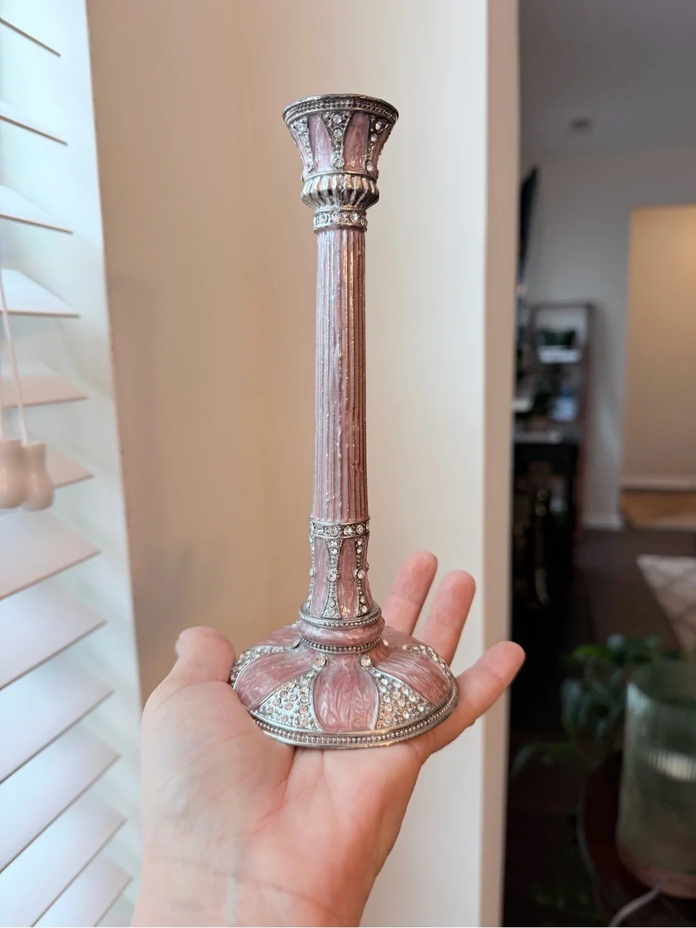 Elegant Pink Decorative Candlestick - Unbranded